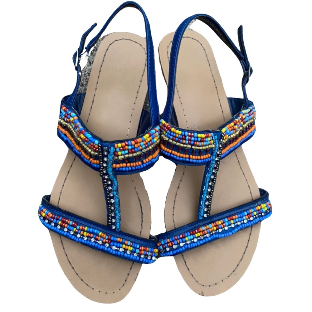 Nicole Beaded Strap Sandals